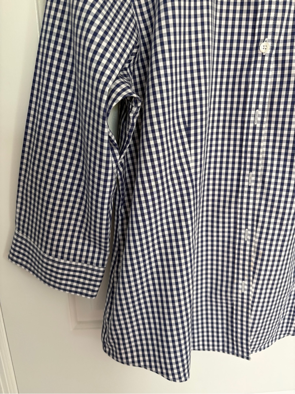 L.L. Bean Large Navy and White Gingham Shirt 100% Cotton - Picture 3 of 8